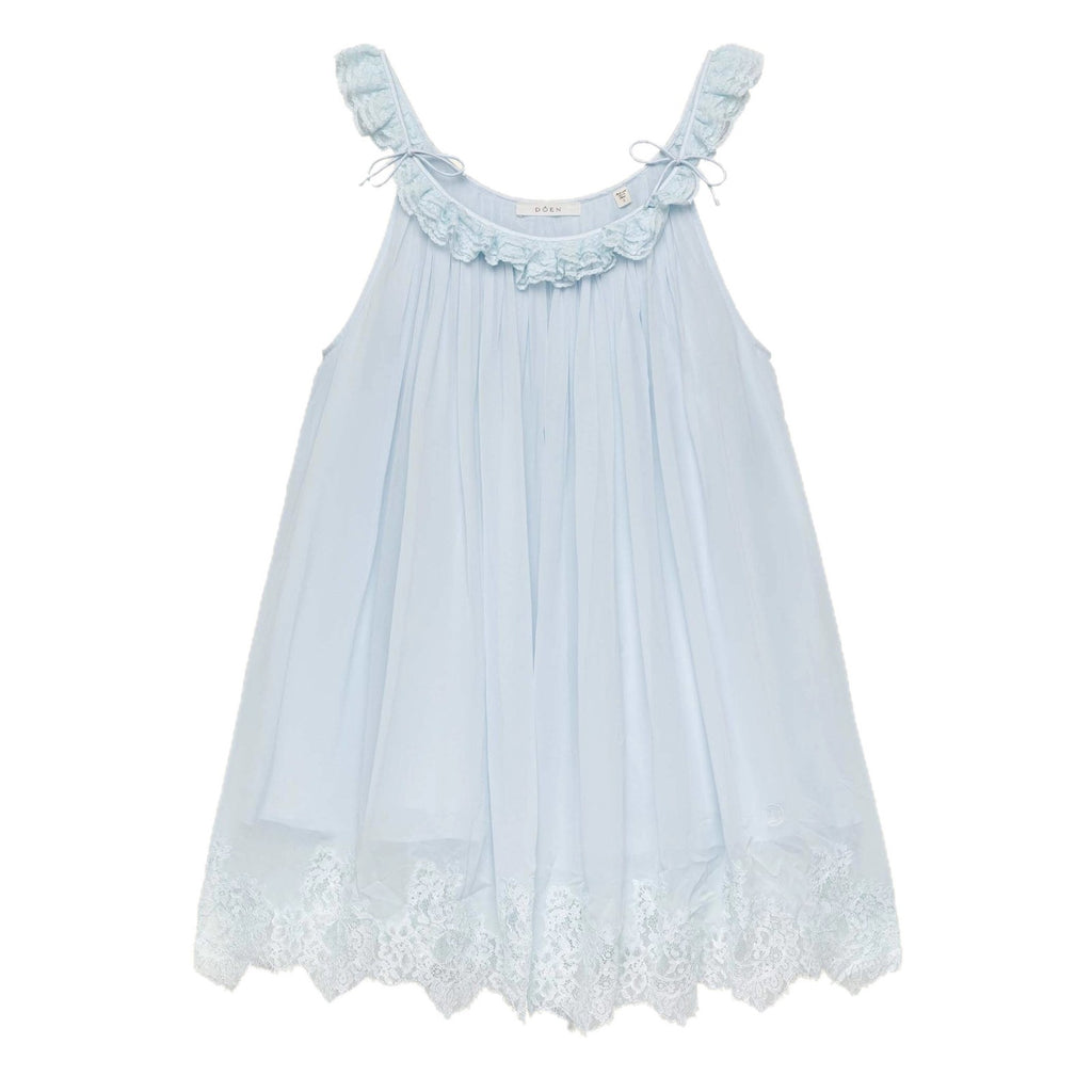 CAIDO Women's Sleeveless Round Neck A-Line Mini Dress Lace Patchwork Cotton Blend Dress