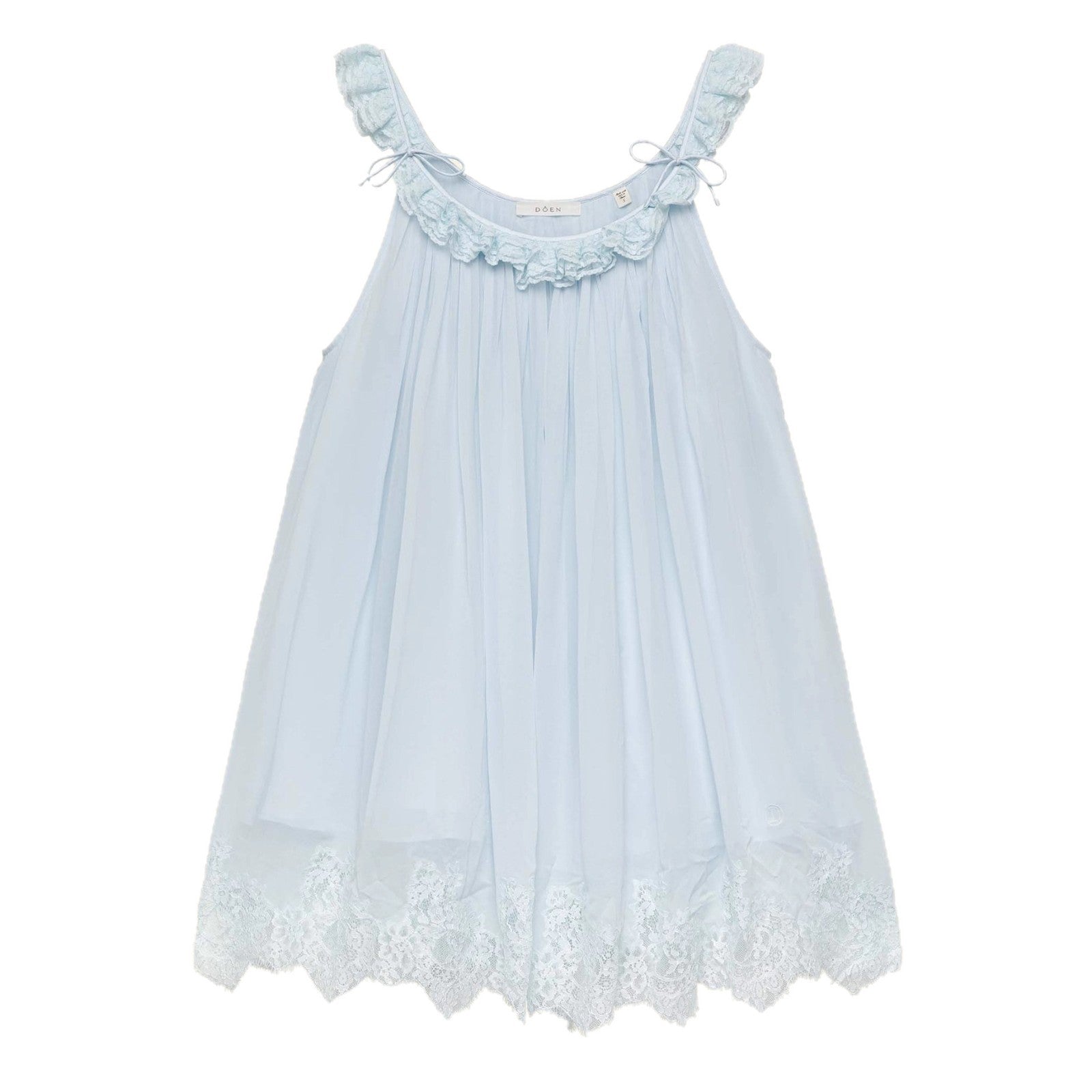 CAIDO Women's Sleeveless Round Neck A-Line Mini Dress Lace Patchwork Cotton Blend Dress