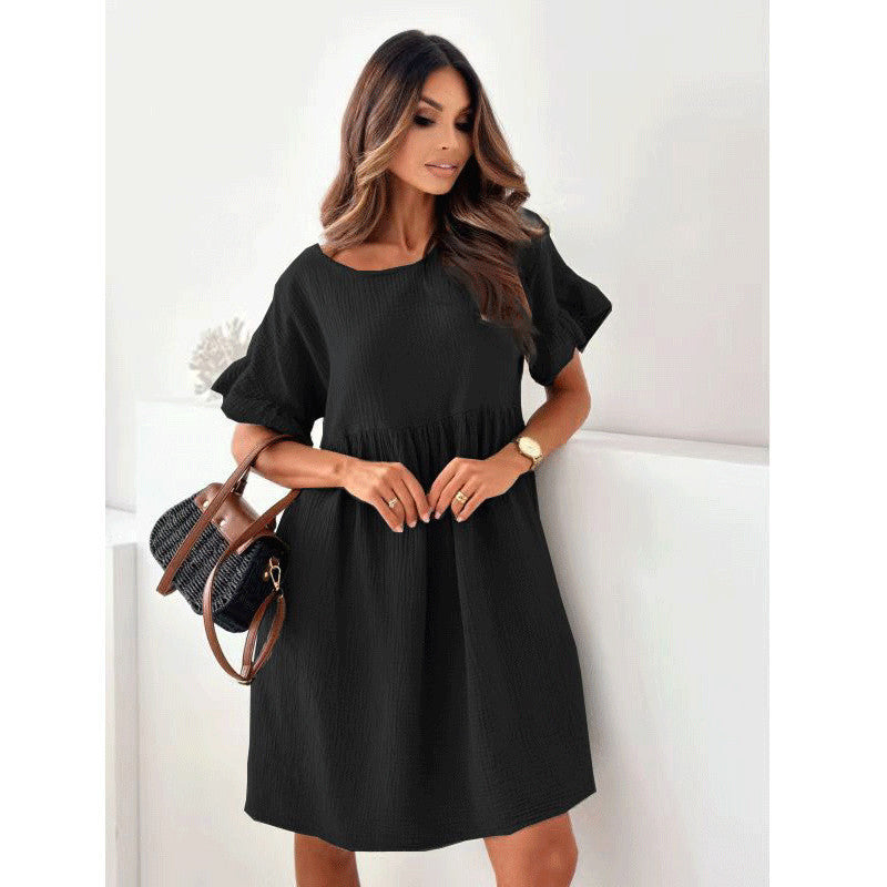 CAIDO Women's Short Sleeve Midi Dress Loose Fit Polyester Casual Dress