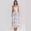CAIDO Women's Floral Strapless Maxi Dress Sleeveless Polyester Dress