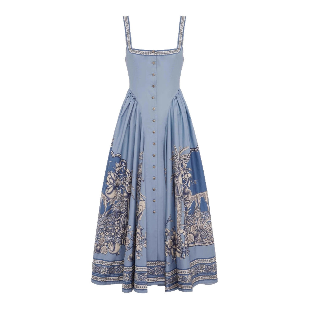 CAIDO Women's Linen Blend Patchwork Printed Maxi Dress Sleeveless Dress