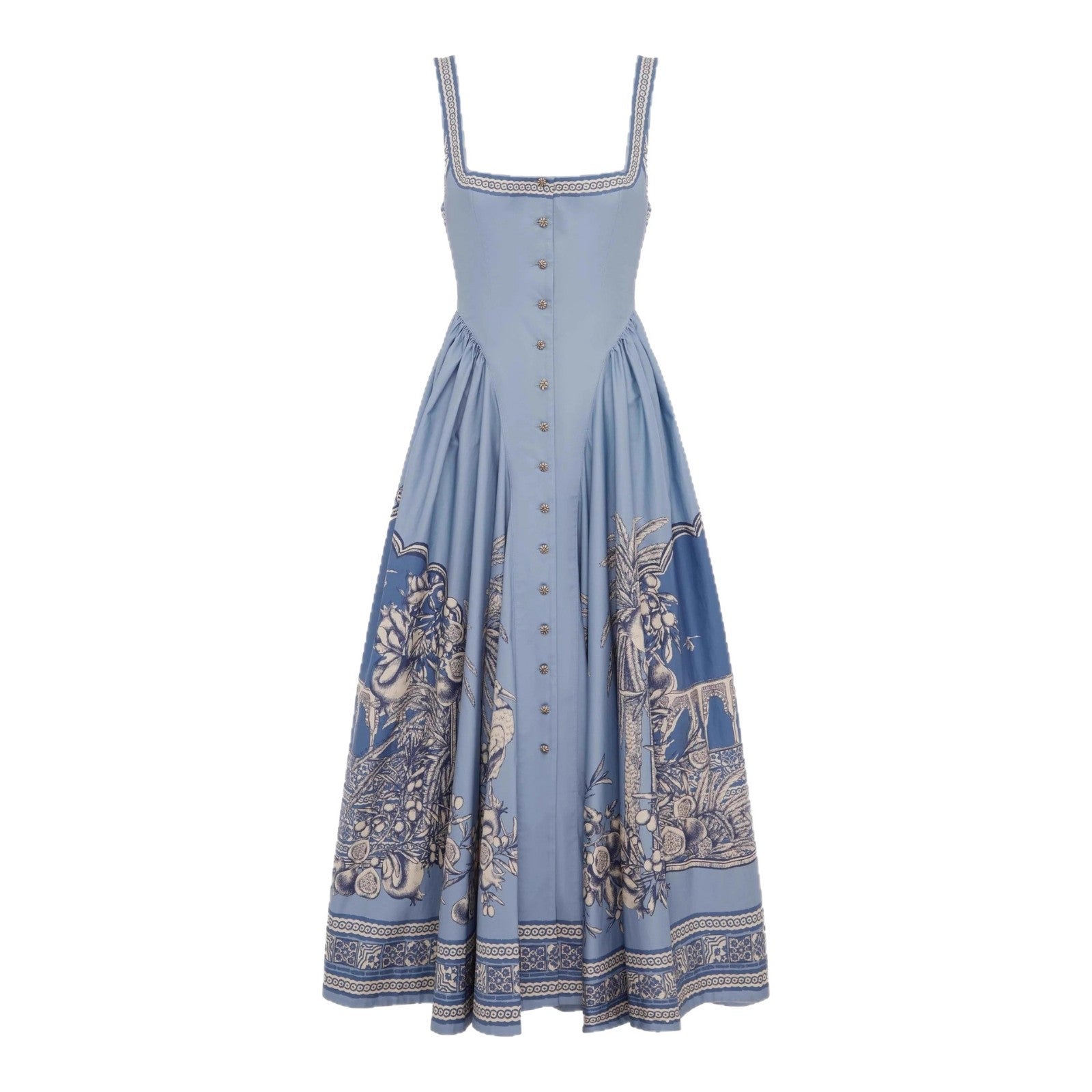 CAIDO Women's Linen Blend Patchwork Printed Maxi Dress Sleeveless Dress