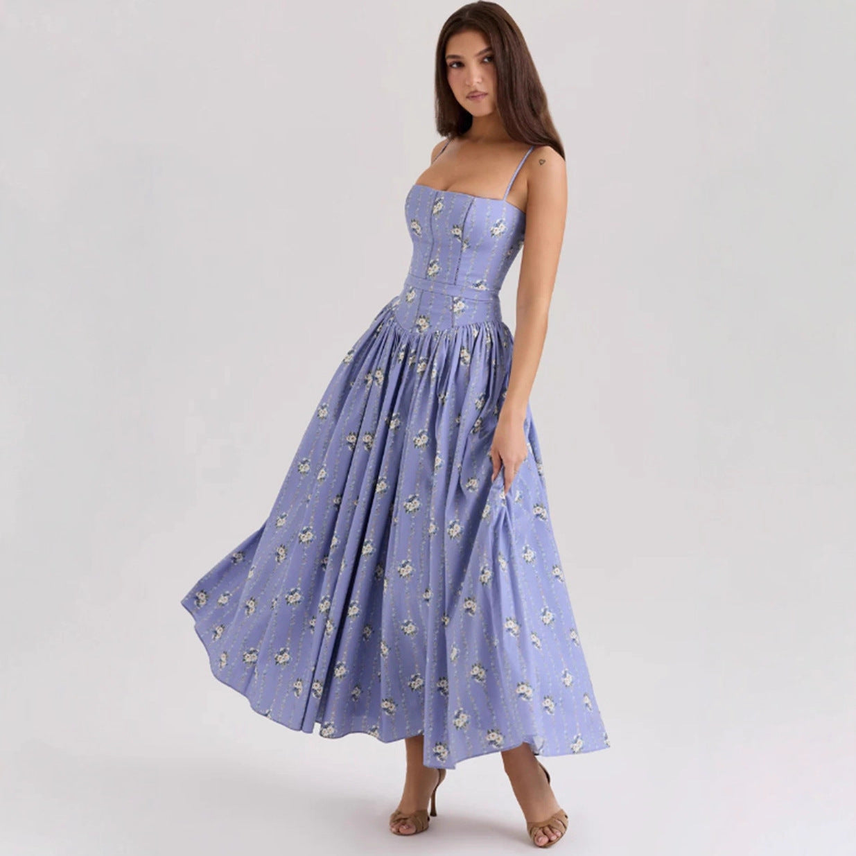 CAIDO Women's Floral Strapless Maxi Dress Sleeveless Polyester Dress