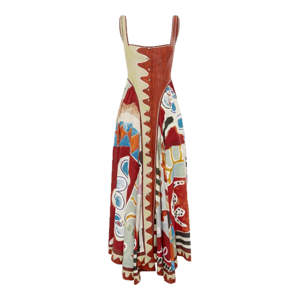 CAIDO Women's Linen Blend Floral Maxi Dress Sleeveless Printed Dress